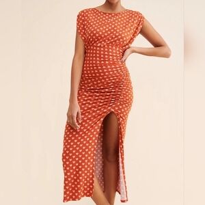 Free People Women's Lakeside Printed Midi Dress Ginger Heart Combo, Open Back S